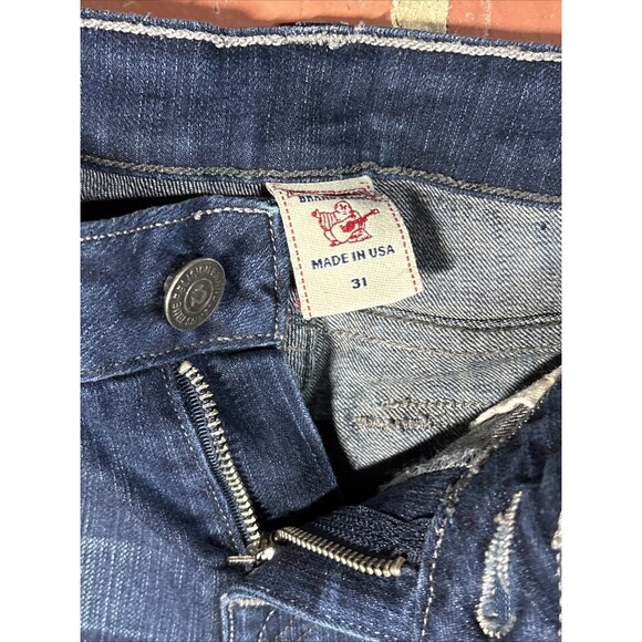 True Religion Becky Blue Zip Fly Jeans Stretch USA Made Women's 31, Real 34x32.5 - Picture 8 of 9